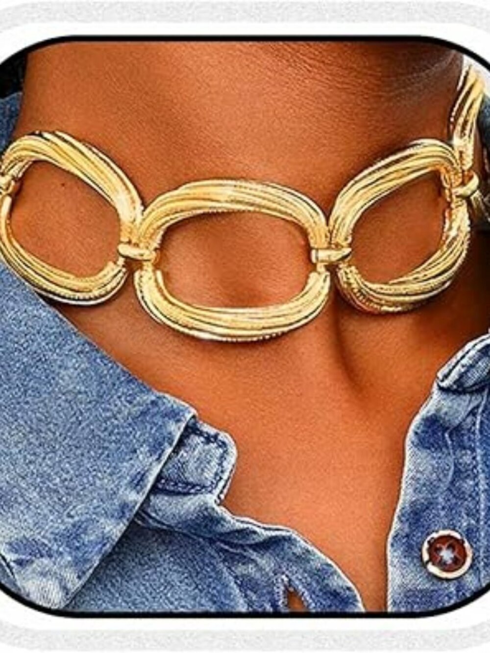 Chunky Choker Necklace Gold Thick Punk Cuban Chain Jewelry Lightweight